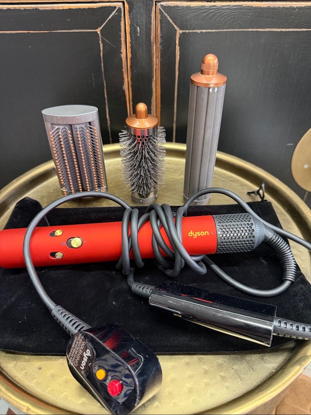 Dyson Red and Copper Hairdryer Multi-Styler with Interchangeable Heads